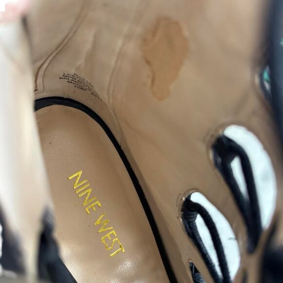 NINE WEST BLACK LEATHER LACE UP HIGH HEELS PUMPS  SZ.‎ 7.5 - Picture 7 of 8